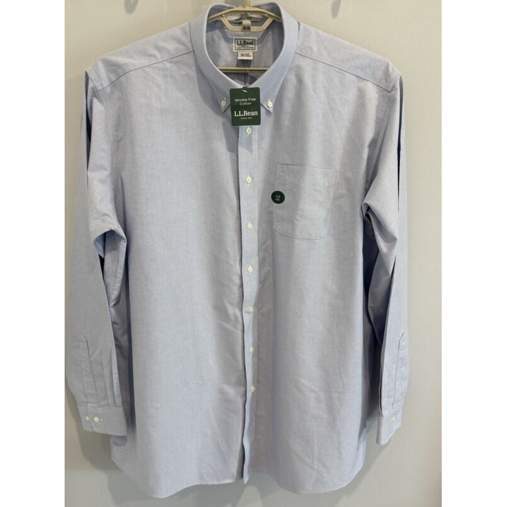 LL Bean Wrinkle Free Classic Oxford Cloth Shirt Button Down Blue New XXL Tall